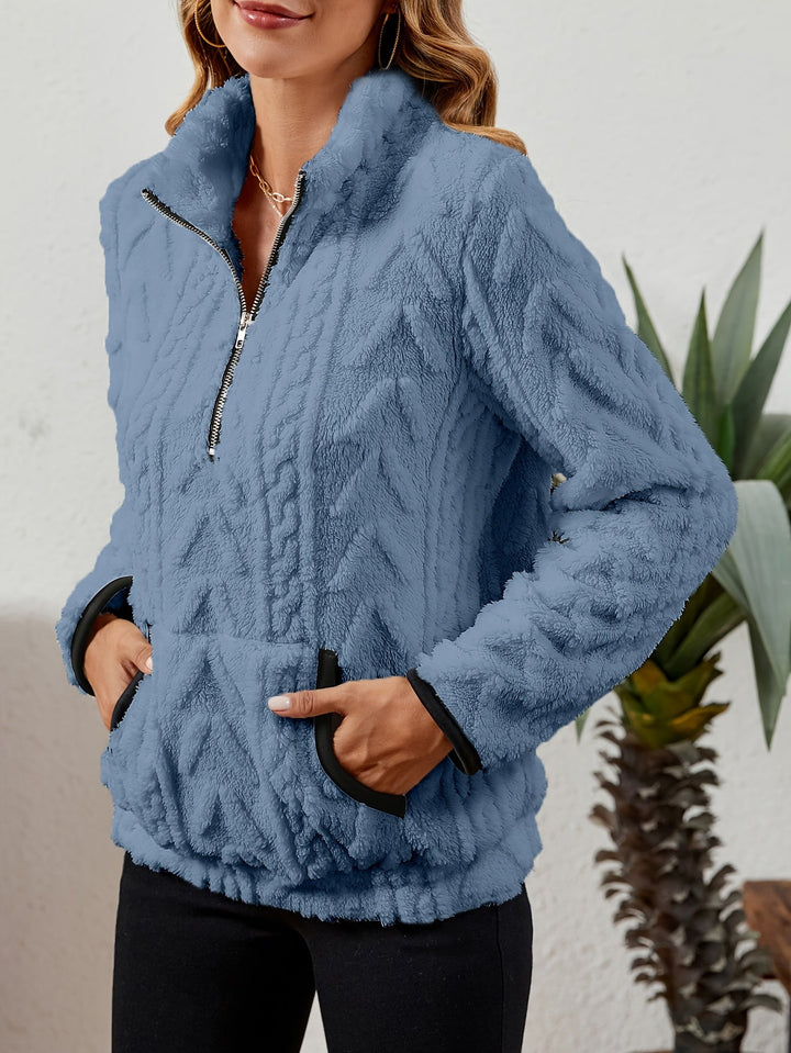Manuela | Pullover texturado con media cremallera