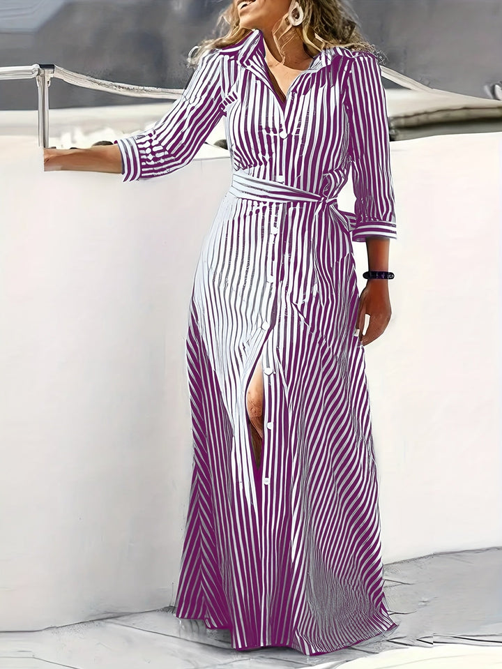 Ayleen | Vestido largo camisero con cinturón