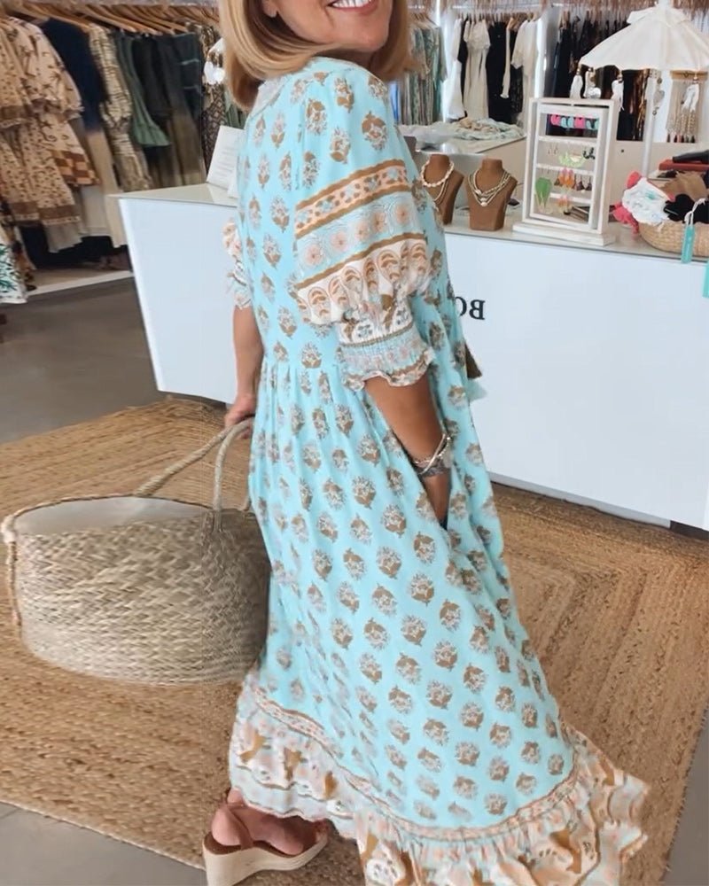 Viviana Andrea | Vestido largo floral escote en V