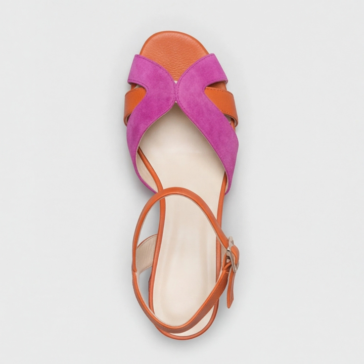 Claudia | Sandalias de taco ancho color block