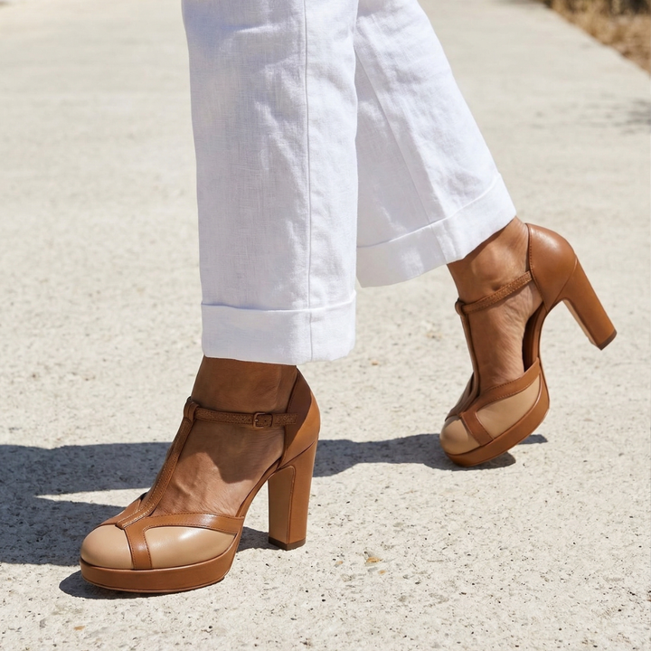 Clementina | Zapatos de taco retro con punta cerrada