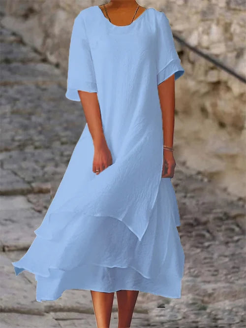 Lucila | Vestido de doble capa manga corta