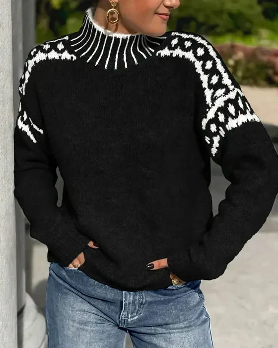 Ester | Sweater de cuello alto con detalle jacquard