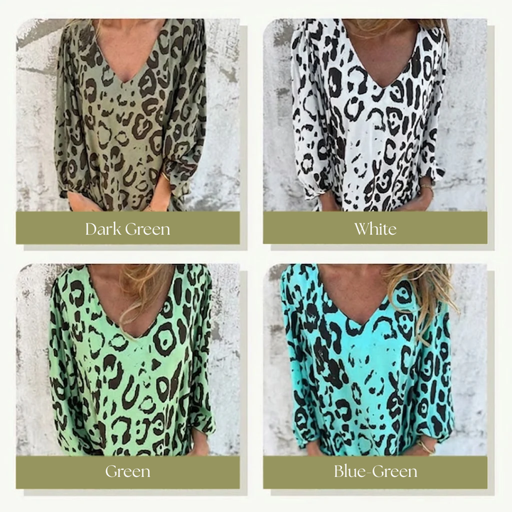 Makarena | Vestido largo escote V estampado leopardo