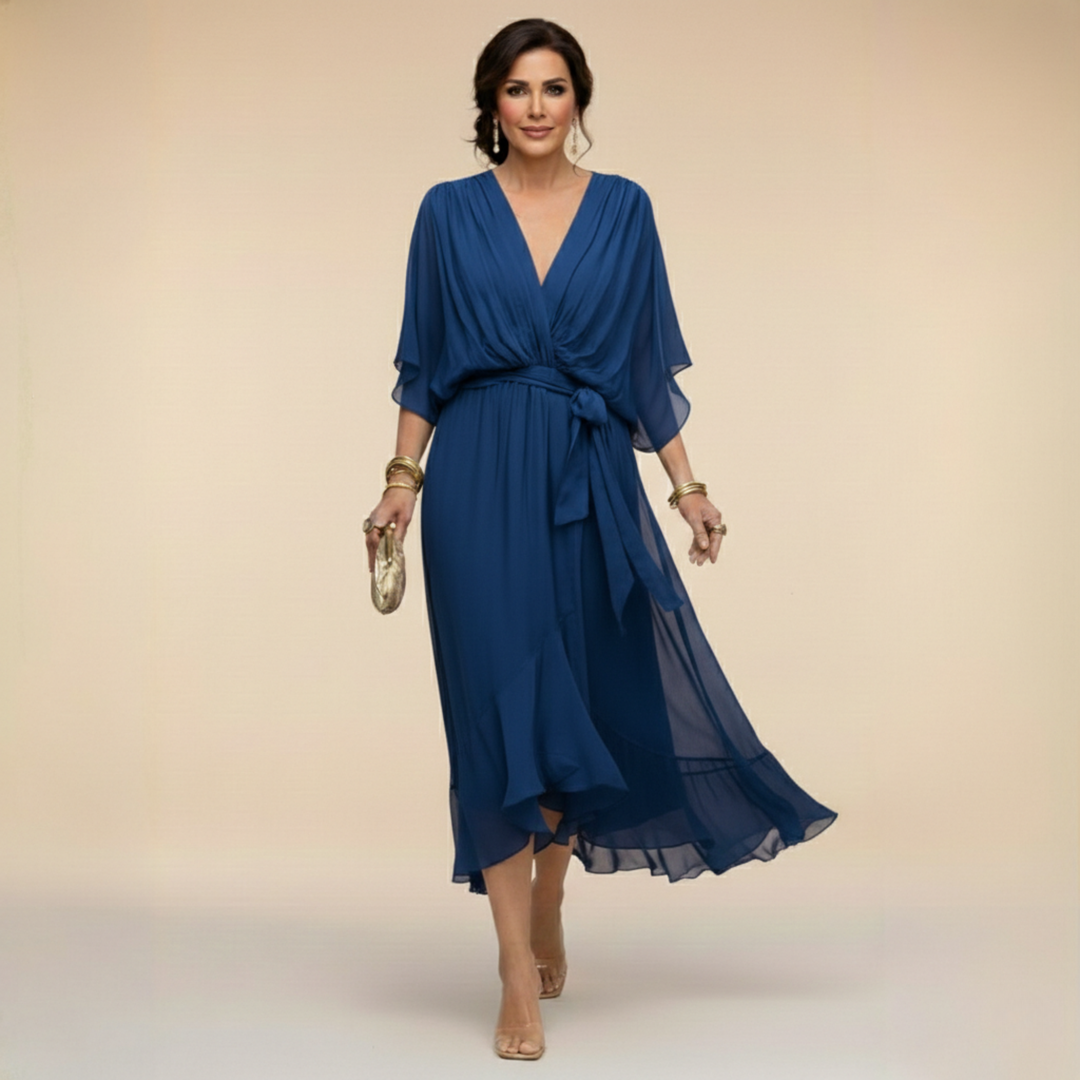 Renata | Vestido de gasa con escote en V