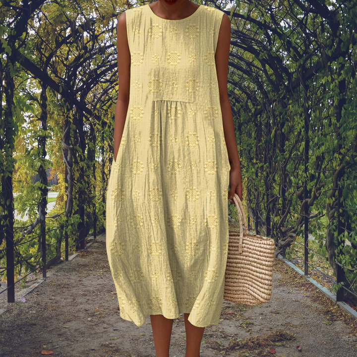 Jeniffer | Vestido midi sin mangas con bolsillos