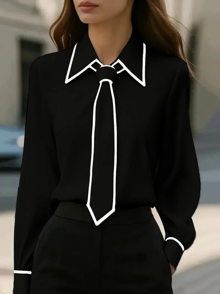 Rosario | Blusa con corbata en contraste
