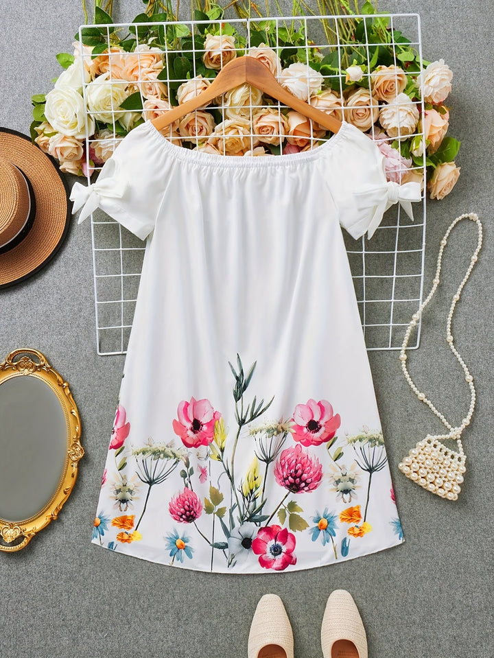 Iris | Vestido off shoulder con estampado floral