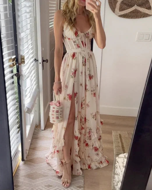Rosana | Vestido largo floral sin mangas