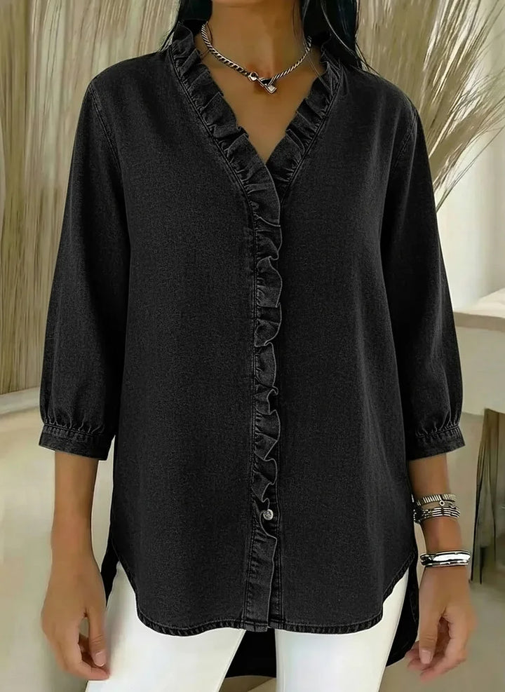 Yesenia | Blusa con volante y manga tres cuartos