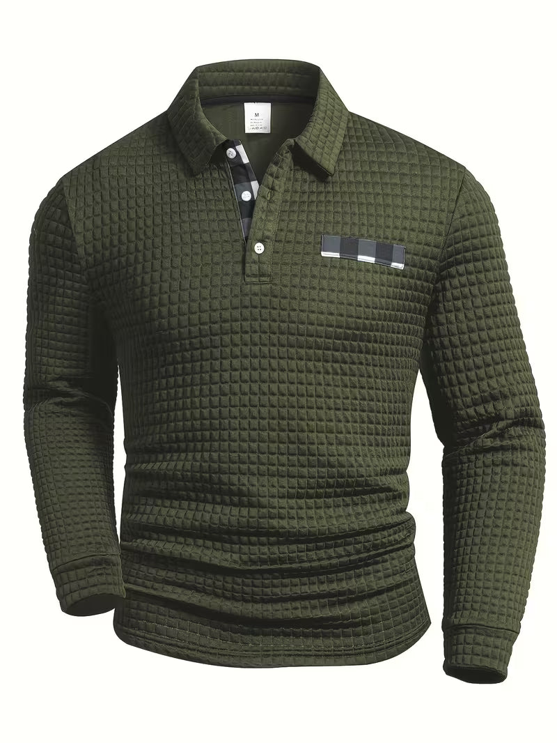 Jesús | Camisa polo de manga larga con textura wafle