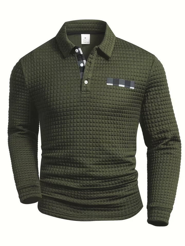 Jesús | Camisa polo de manga larga con textura wafle