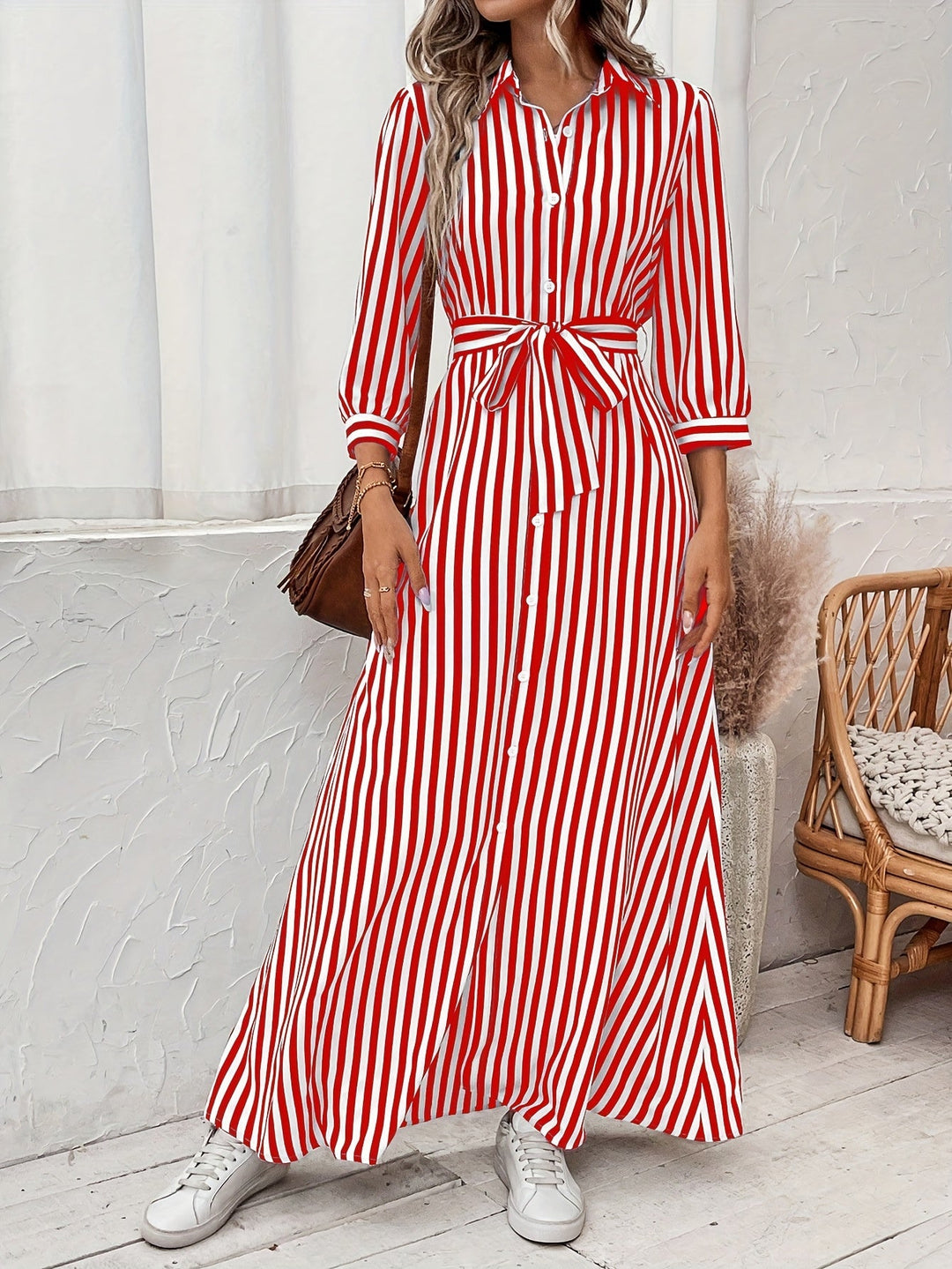 Ayleen | Vestido largo camisero con cinturón