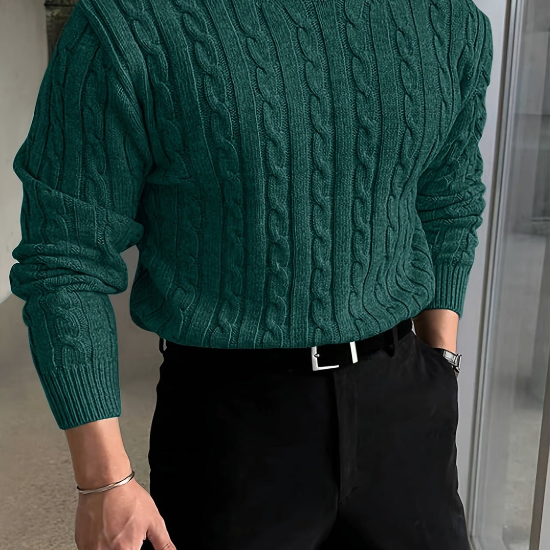 Josué | Sweater de punto trenzado cuello redondo
