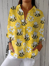 Emperatriz | Blusa casual con estampado de abejas y flores