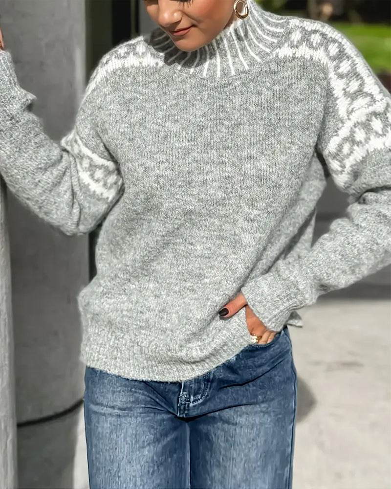 Ester | Sweater de cuello alto con detalle jacquard