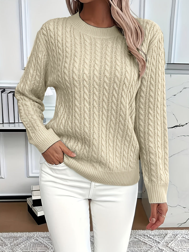Saskia | Sweater de punto trenzado cuello redondo