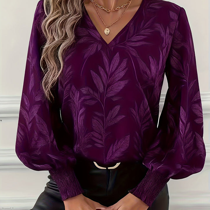 Magdalena | Blusa escote V con estampado de hojas
