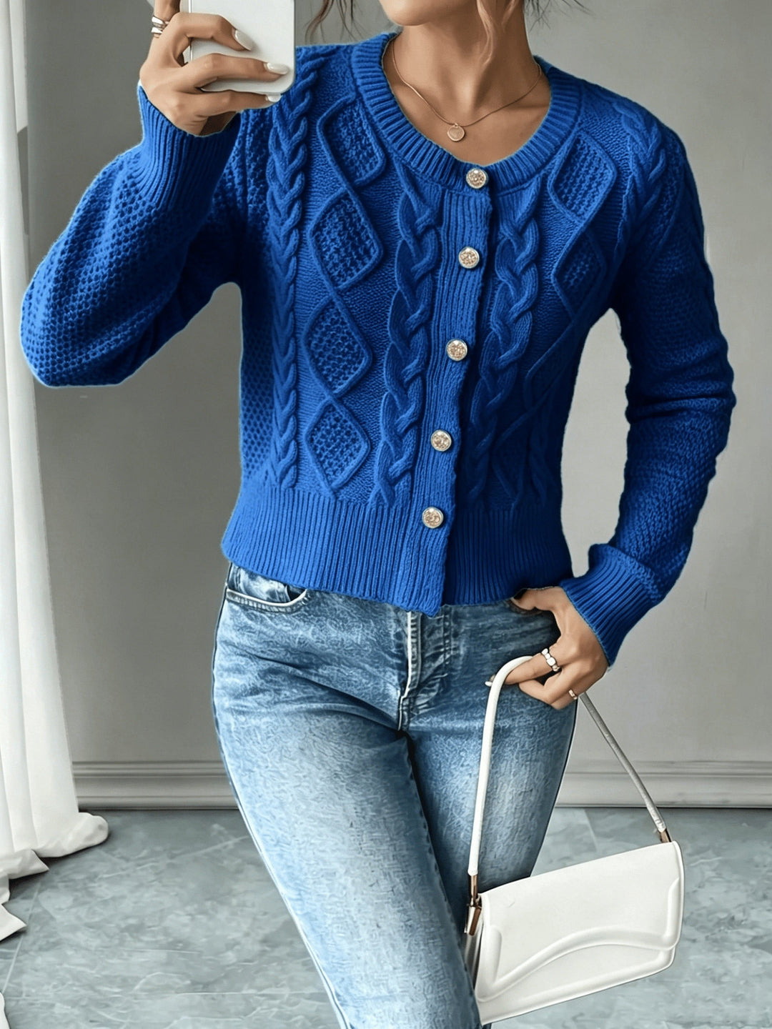 Begoña | Cardigan de punto trenzado con botones