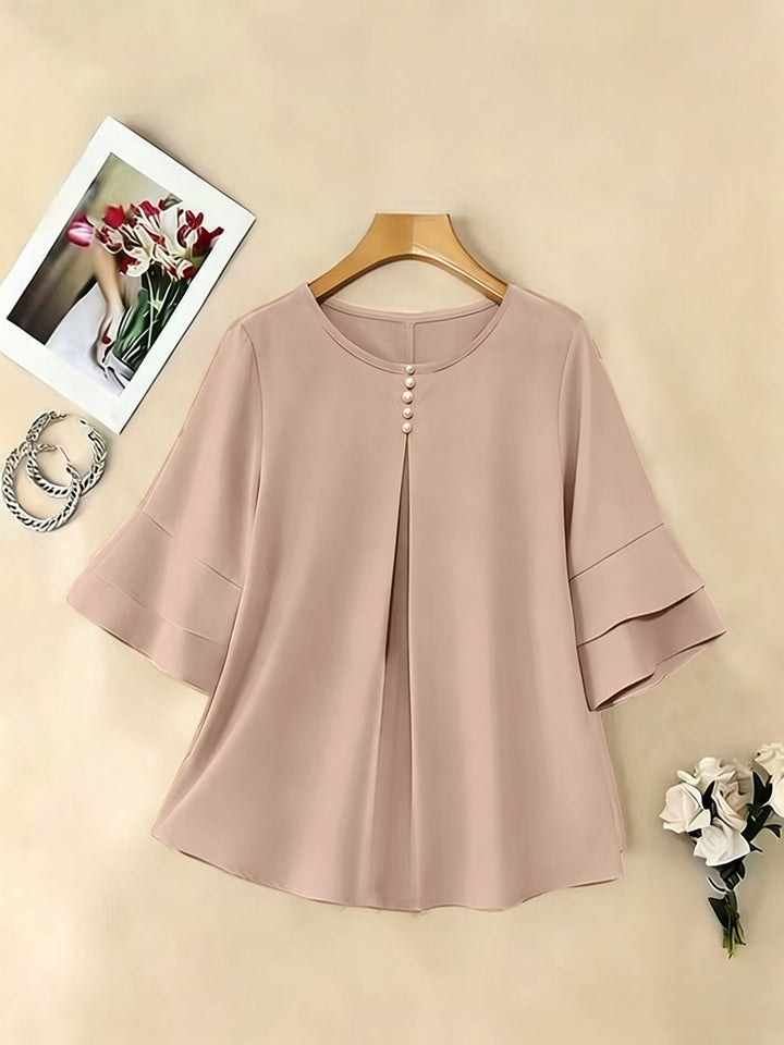 Naomi | Blusa plisada de mangas acampanadas