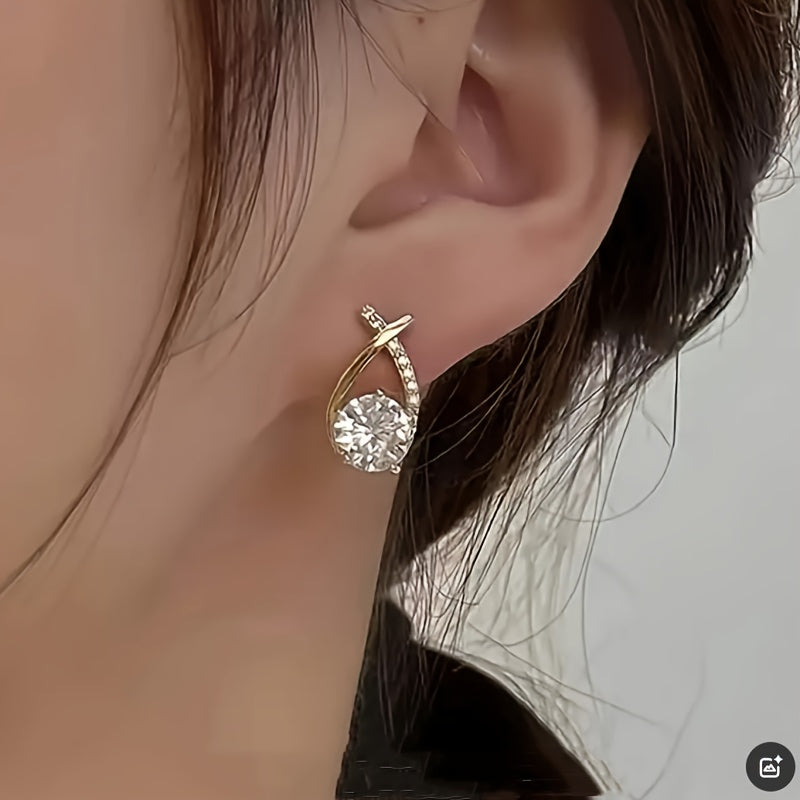 Marjorie | Aros de circonia con diseño cruzado
