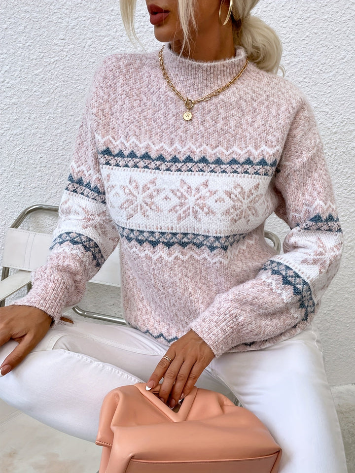 Melania | Sweater cuello alto de copos de nieve