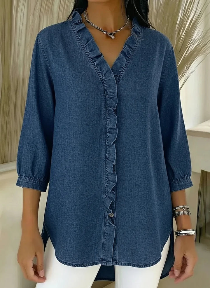 Yesenia | Blusa con volante y manga tres cuartos