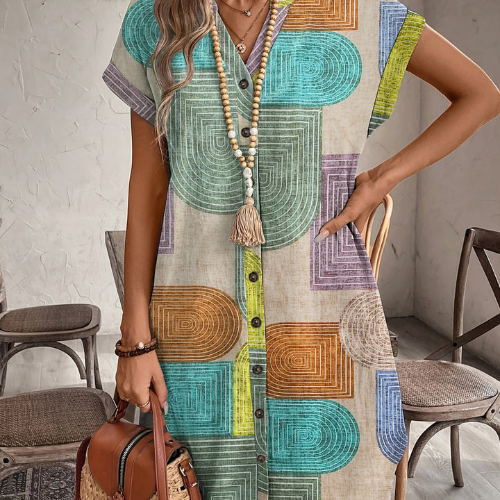 Carla Andrea | Vestido camisero con estampado geométrico