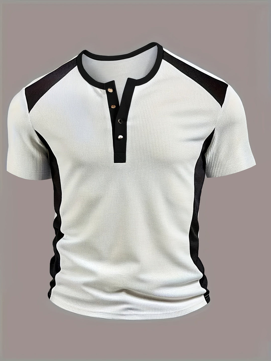 Marcial | Polera henley texturada con contrastes