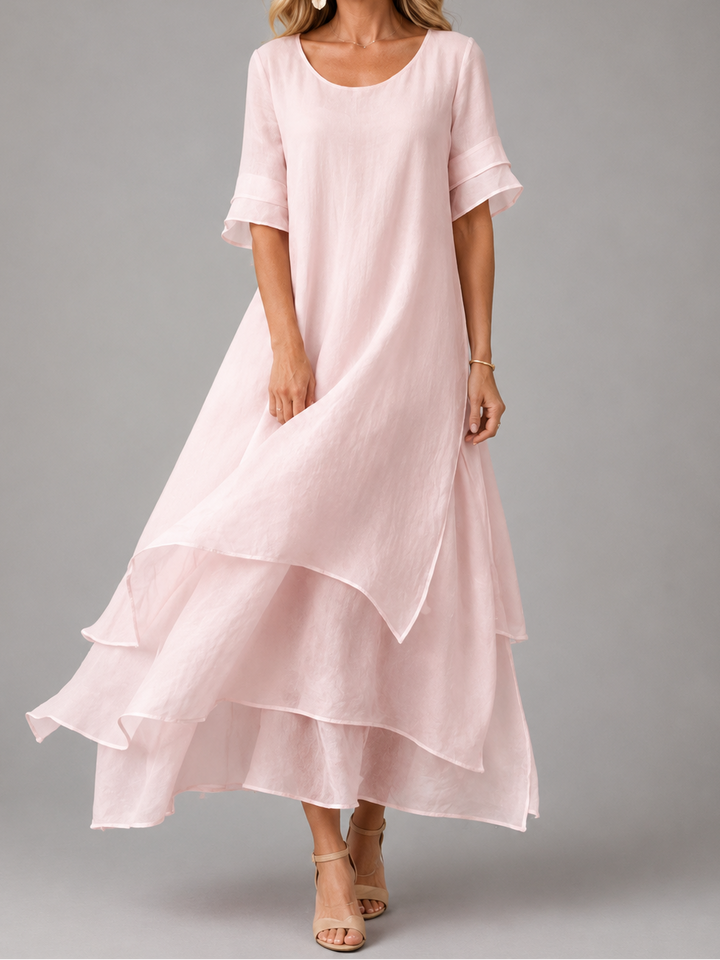 María Eugenia | Vestido largo de capas con vuelo