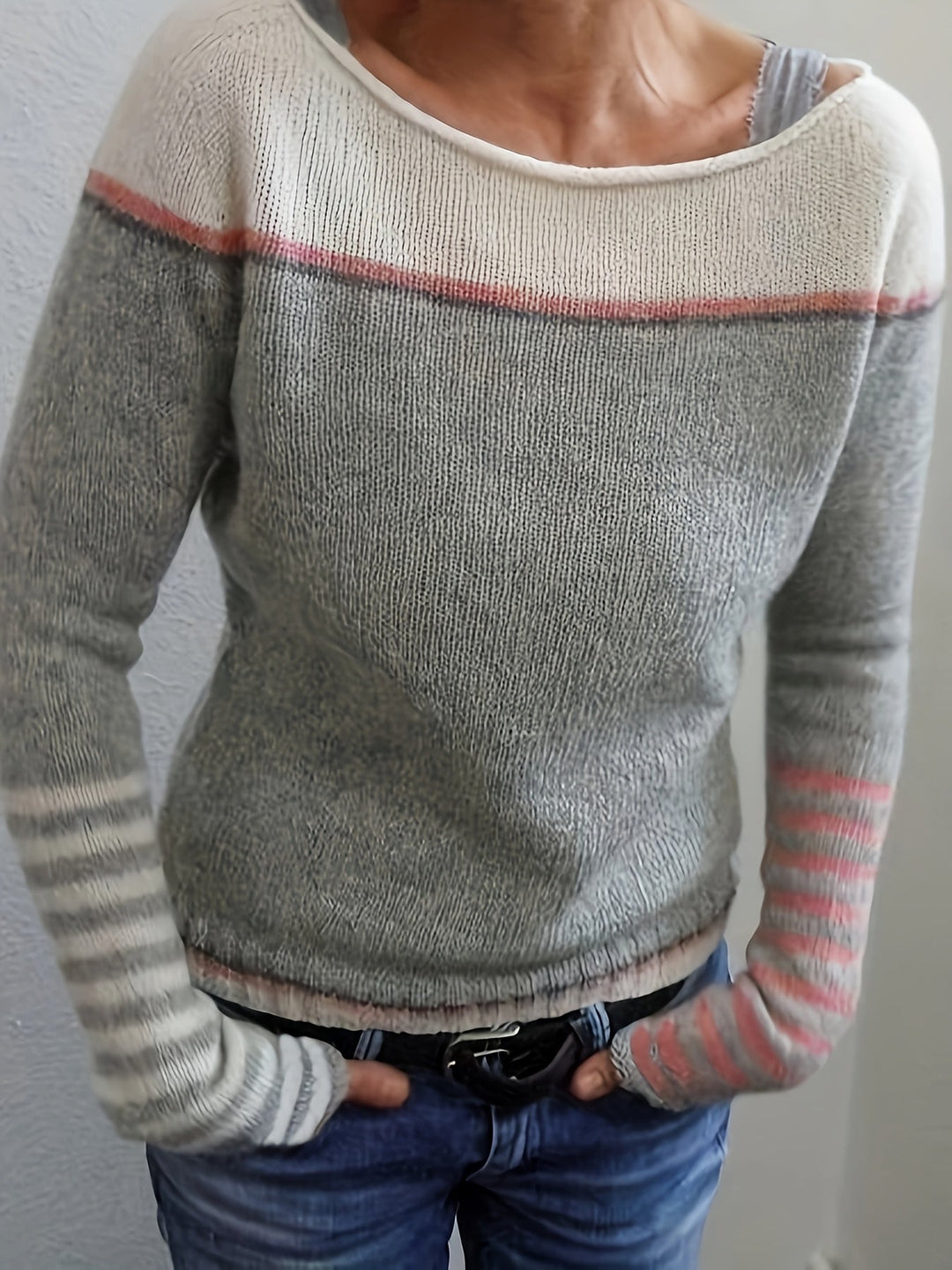 Grettel | Sweater cuello barco color block