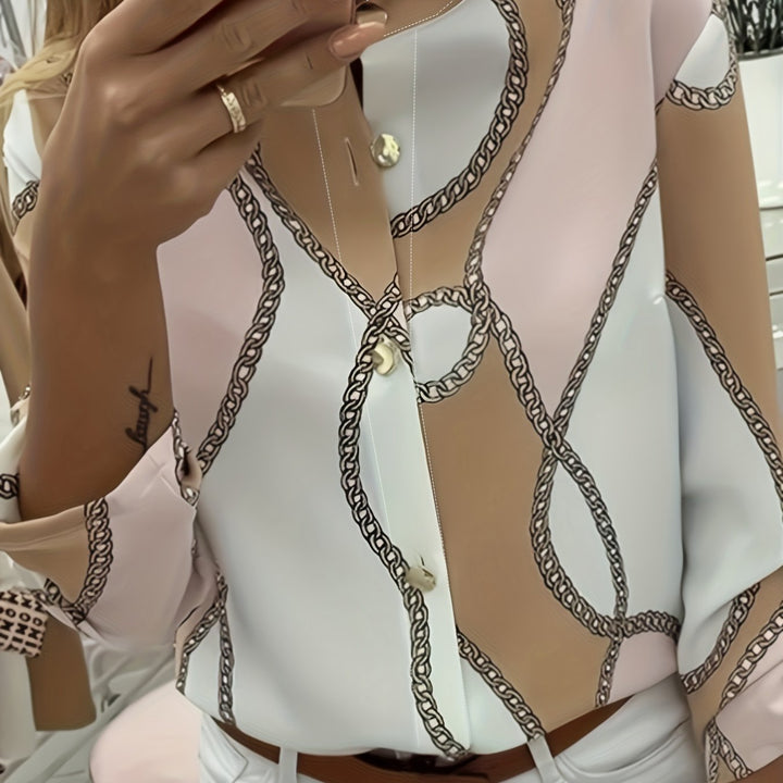 Marina | Blusa camisera con estampado de cadenas