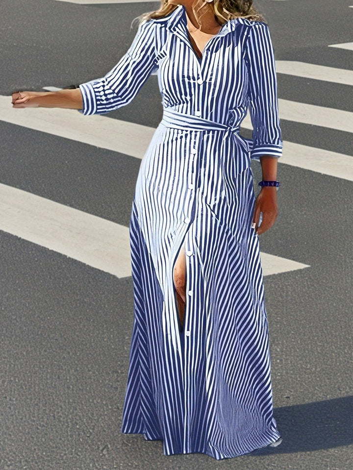 Ayleen | Vestido largo camisero con cinturón