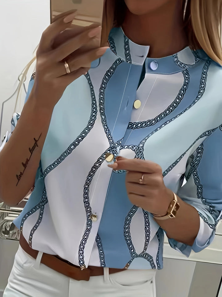 Marina | Blusa camisera con estampado de cadenas