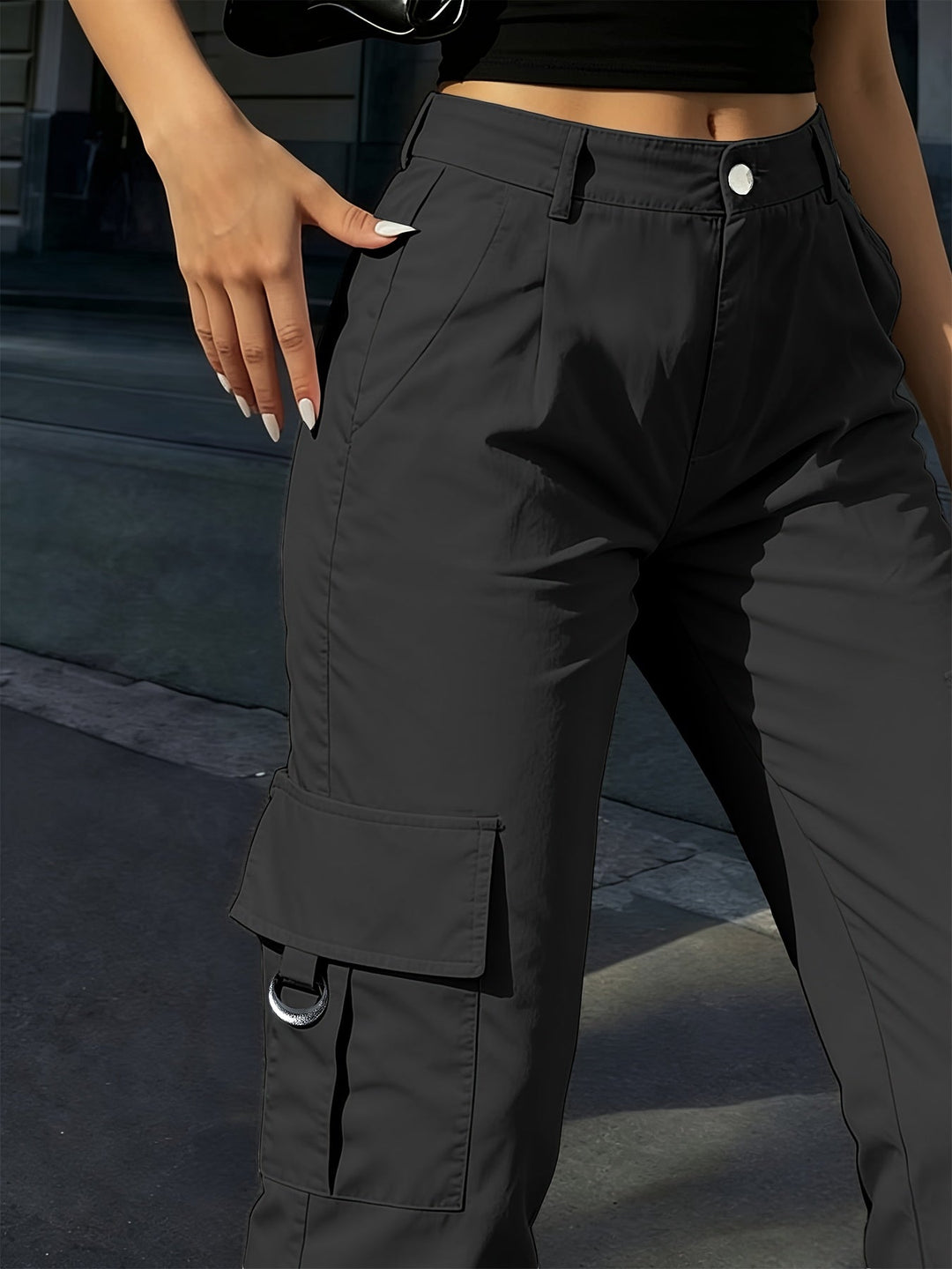 Alida | Pantalón cargo tiro alto de pierna ancha