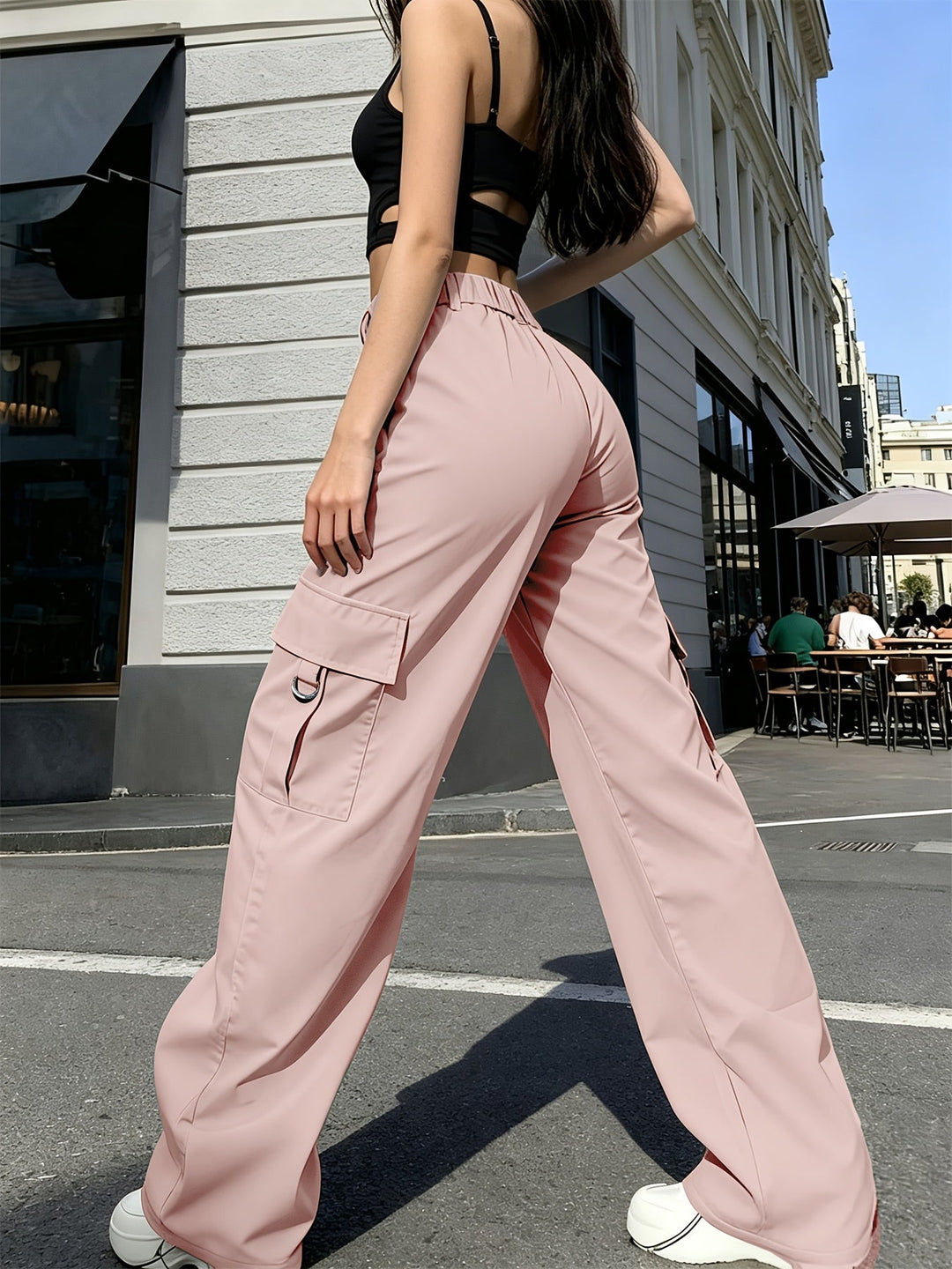 Alida | Pantalón cargo tiro alto de pierna ancha