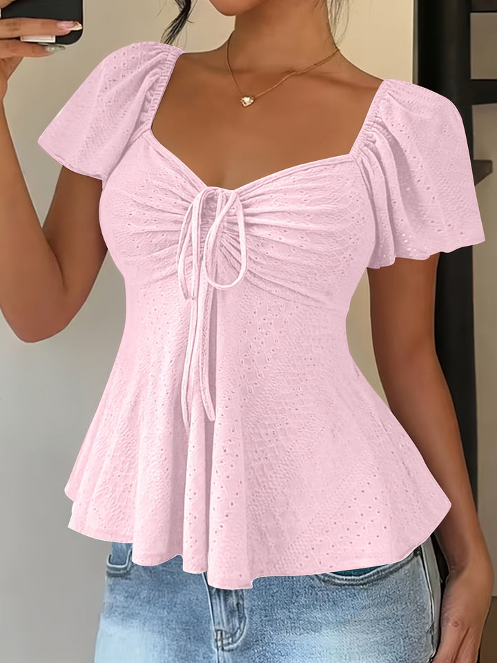 María Ángela | Top peplum de manga corta abullonada