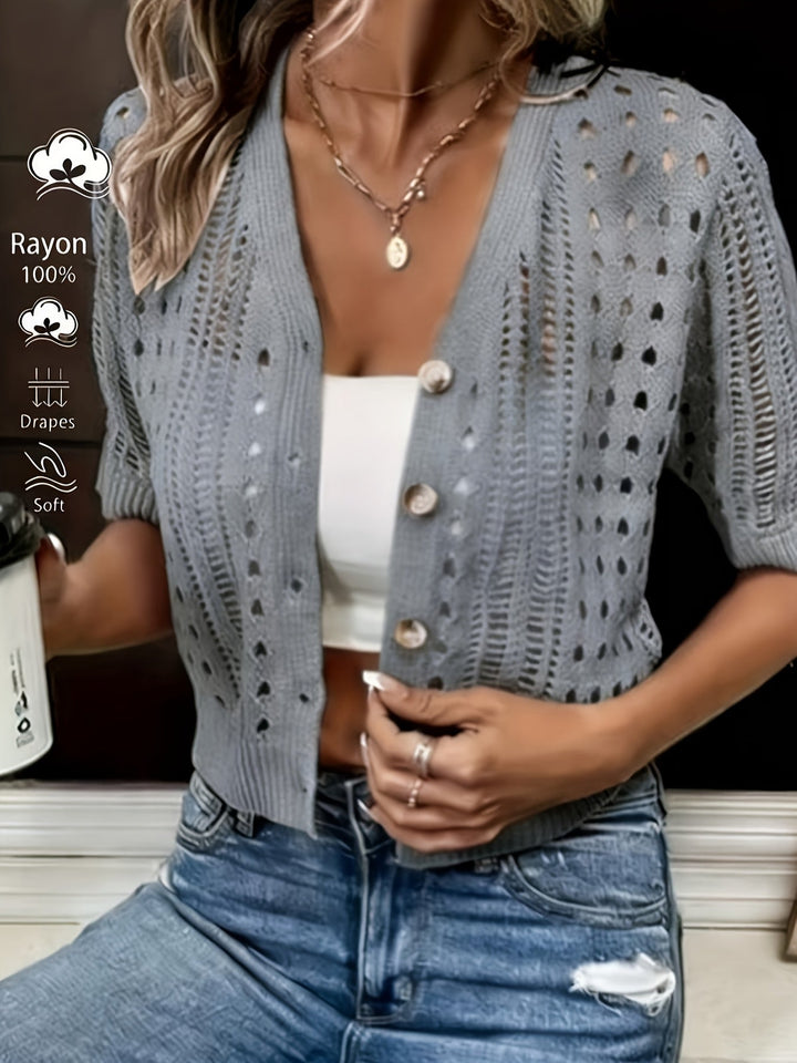 Ana Paula | Cardigan tejido calado de manga corta