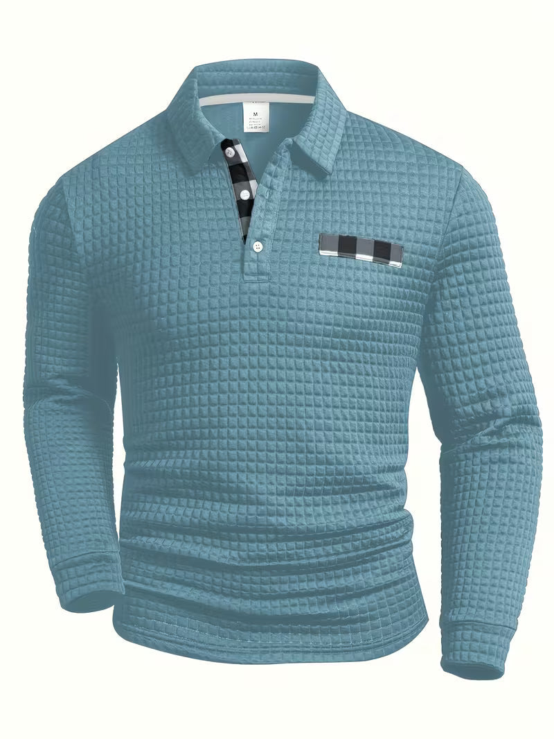Jesús | Camisa polo de manga larga con textura wafle