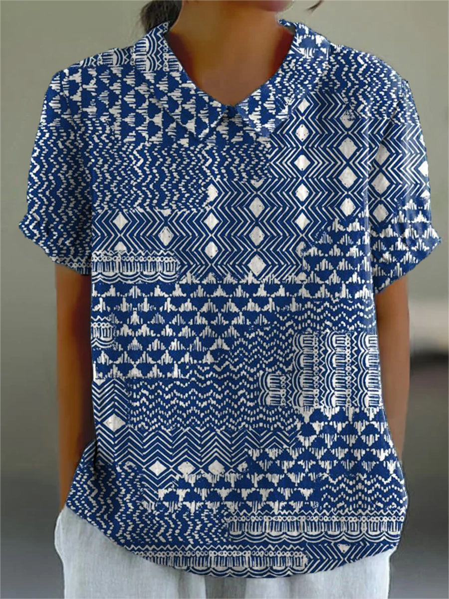 Iveth | Blusa de cuello con estampado étnico
