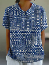 Iveth | Blusa de cuello con estampado étnico