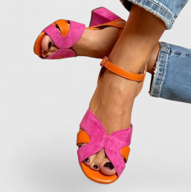 Vanesa | Sandalias de taco bajo con pulsera al tobillo