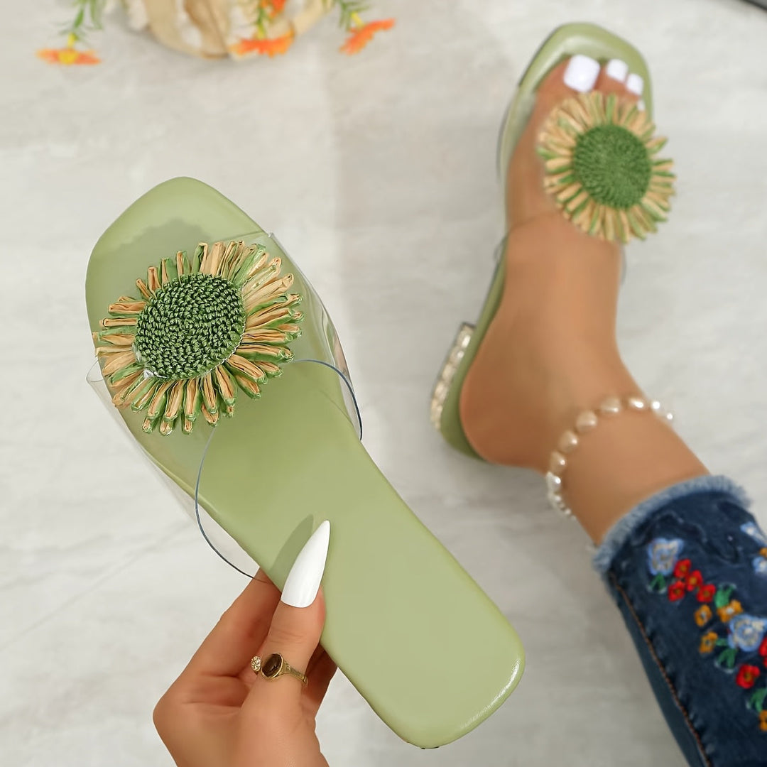 Bruna | Sandalias con flor y taco cuadrado