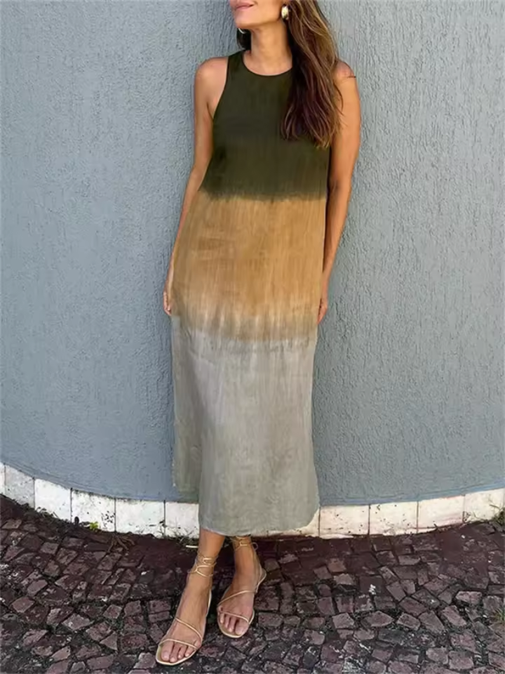 Nicole Andrea | Vestido largo sin mangas cuello redondo