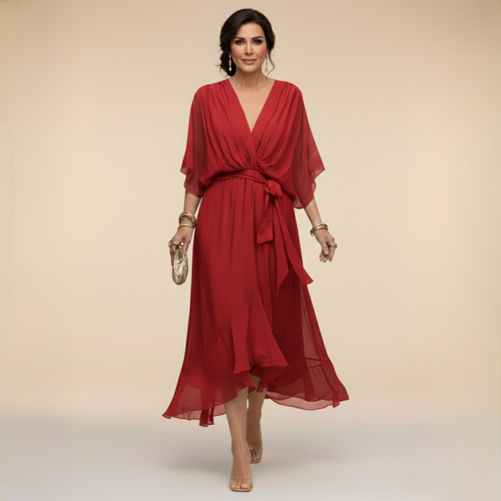 Renata | Vestido de gasa con escote en V