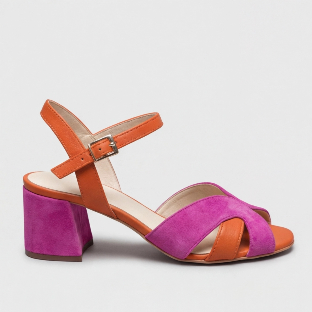 Claudia | Sandalias de taco ancho color block