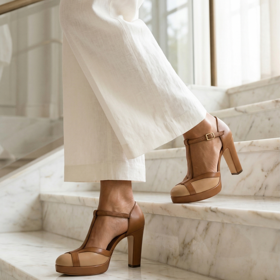 Clementina | Zapatos de taco retro con punta cerrada