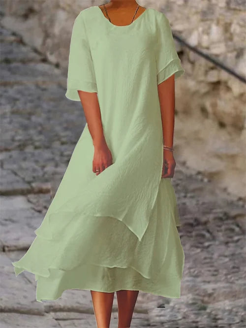 Lucila | Vestido de doble capa manga corta
