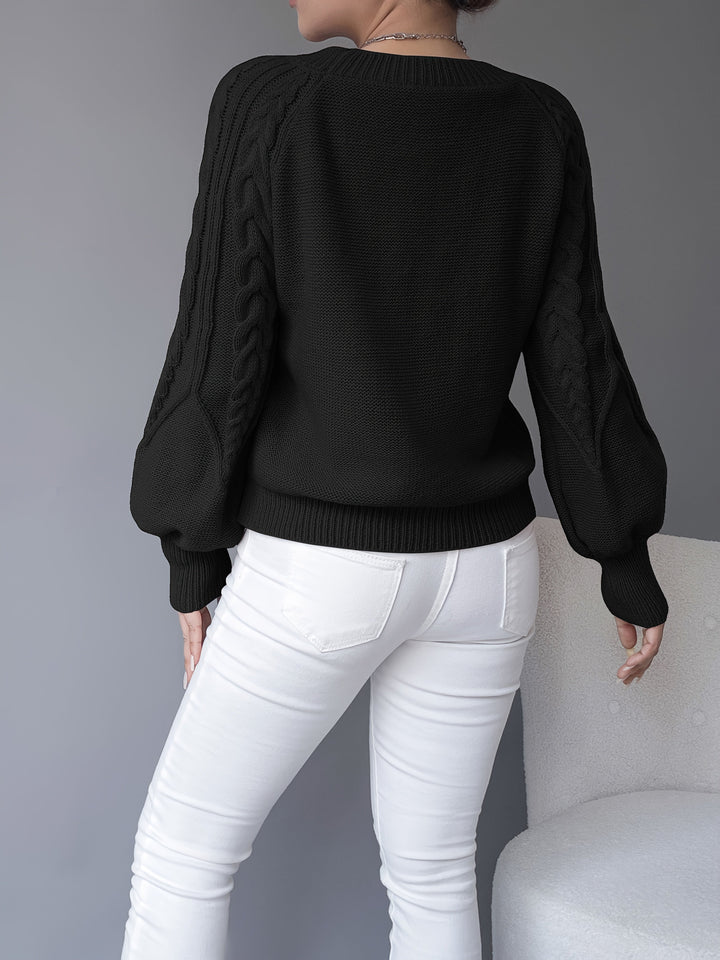 Juana María | Sweater de punto trenzado con mangas farol
