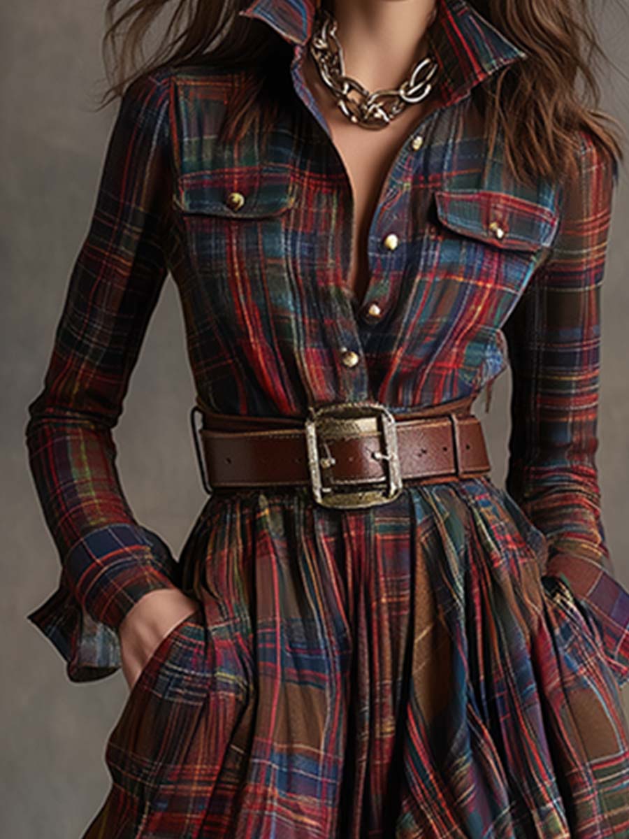 Pilmaiquén | Vestido camisero largo con cinturón